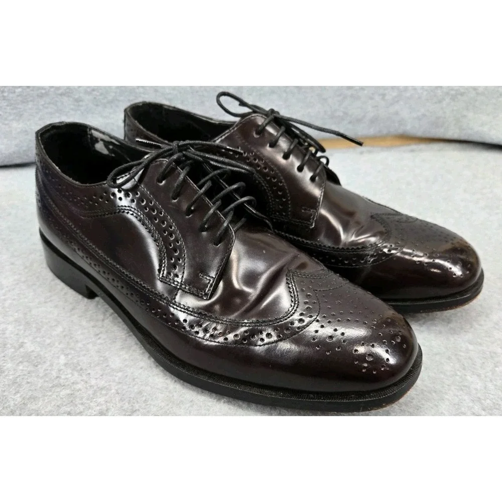 Nunn Bush Mens Dress Shoes Brown Leather Long Wingtip Derby Size 11